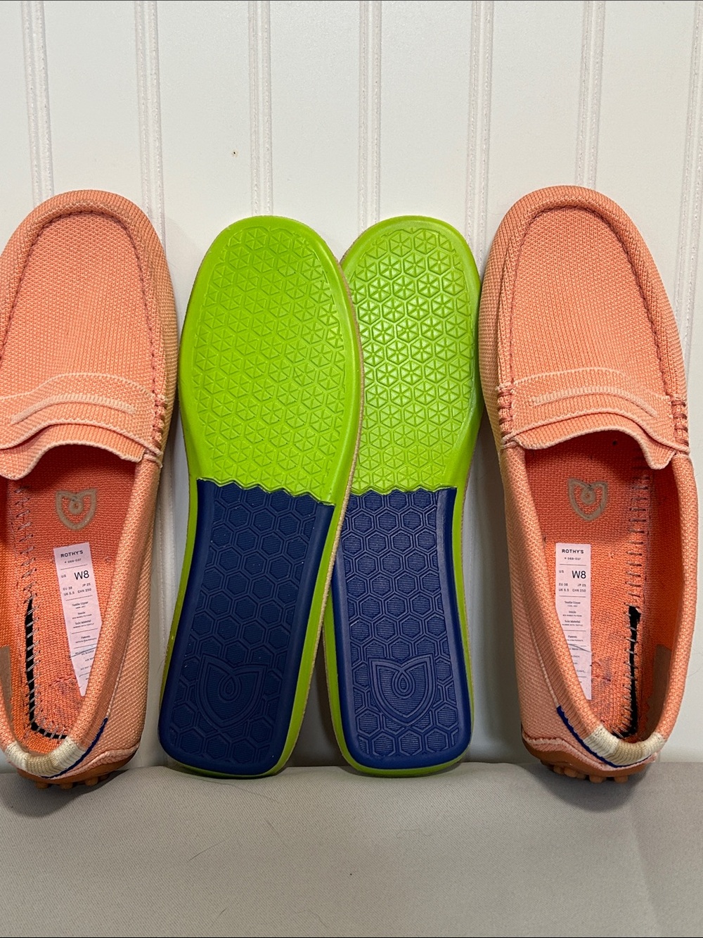 Rothy's Coral/Peach Knit “The Daily Driver” Loafers  Sz: 8 - Picture 9 of 10
